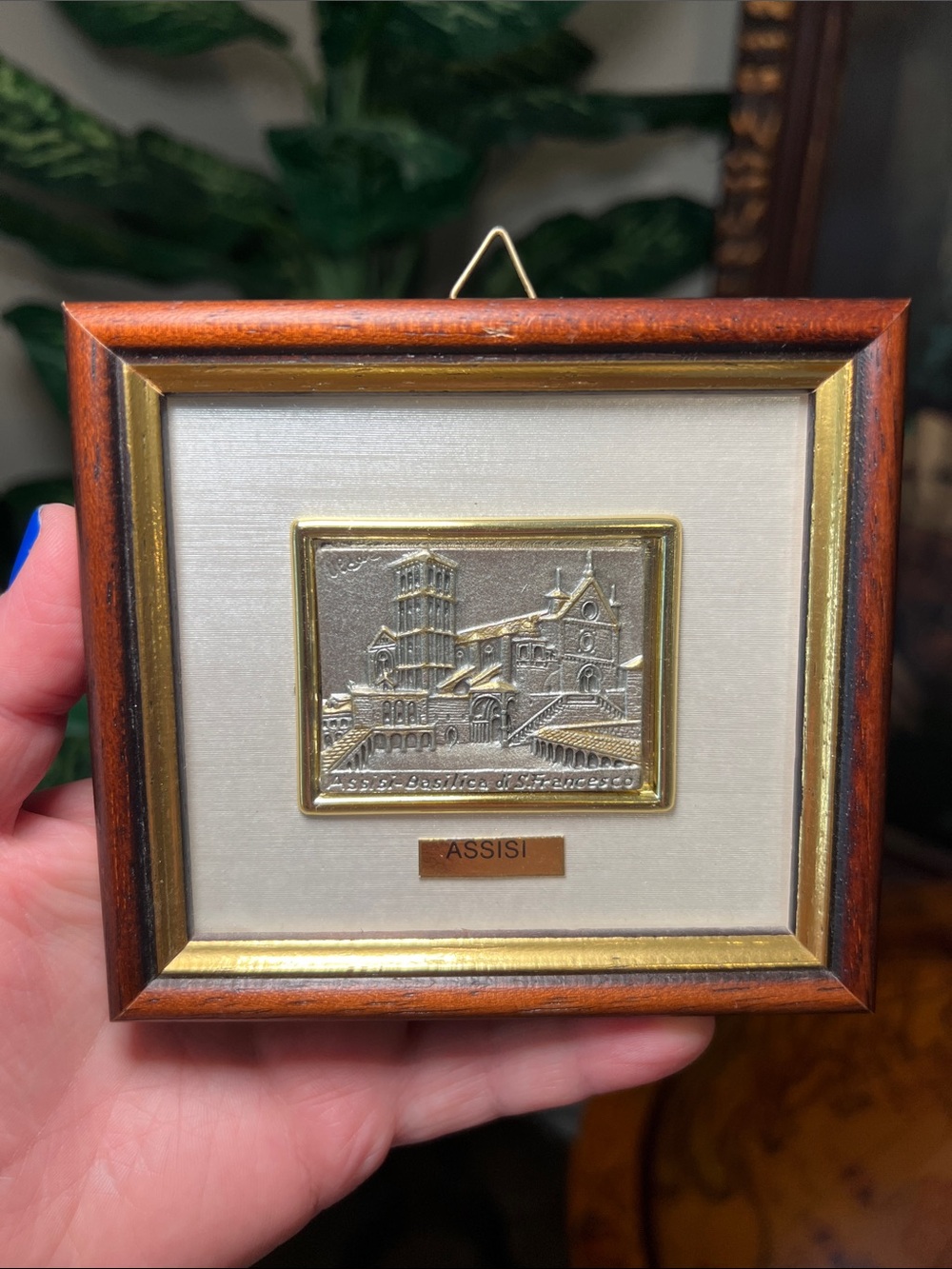 Italian Basilica di S. Francesco Assisi Silver Plate Miniature Framed Wall Art